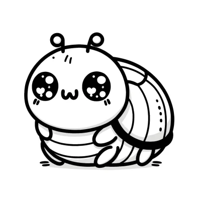 DALL·E 2024-04-14 19.09.25 - A simple kawaii-style beetle coloring page suitable for children. The design features a single, adorable beetle character with large, friendly eyes an