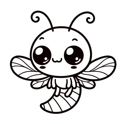 DALL·E 2024-04-14 19.11.47 - A simple kawaii-style mosquito coloring page suitable for children. The design features a single, adorable mosquito character with large, friendly eye