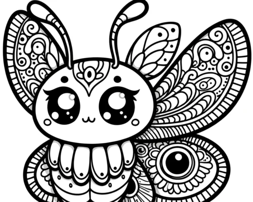 Kawaii Fantasy Moth Coloring Page