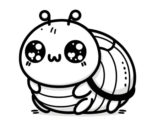 Kawaii Beetle Fantasy Coloring Page