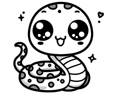 Kawaii Snake Fantasy Coloring Page